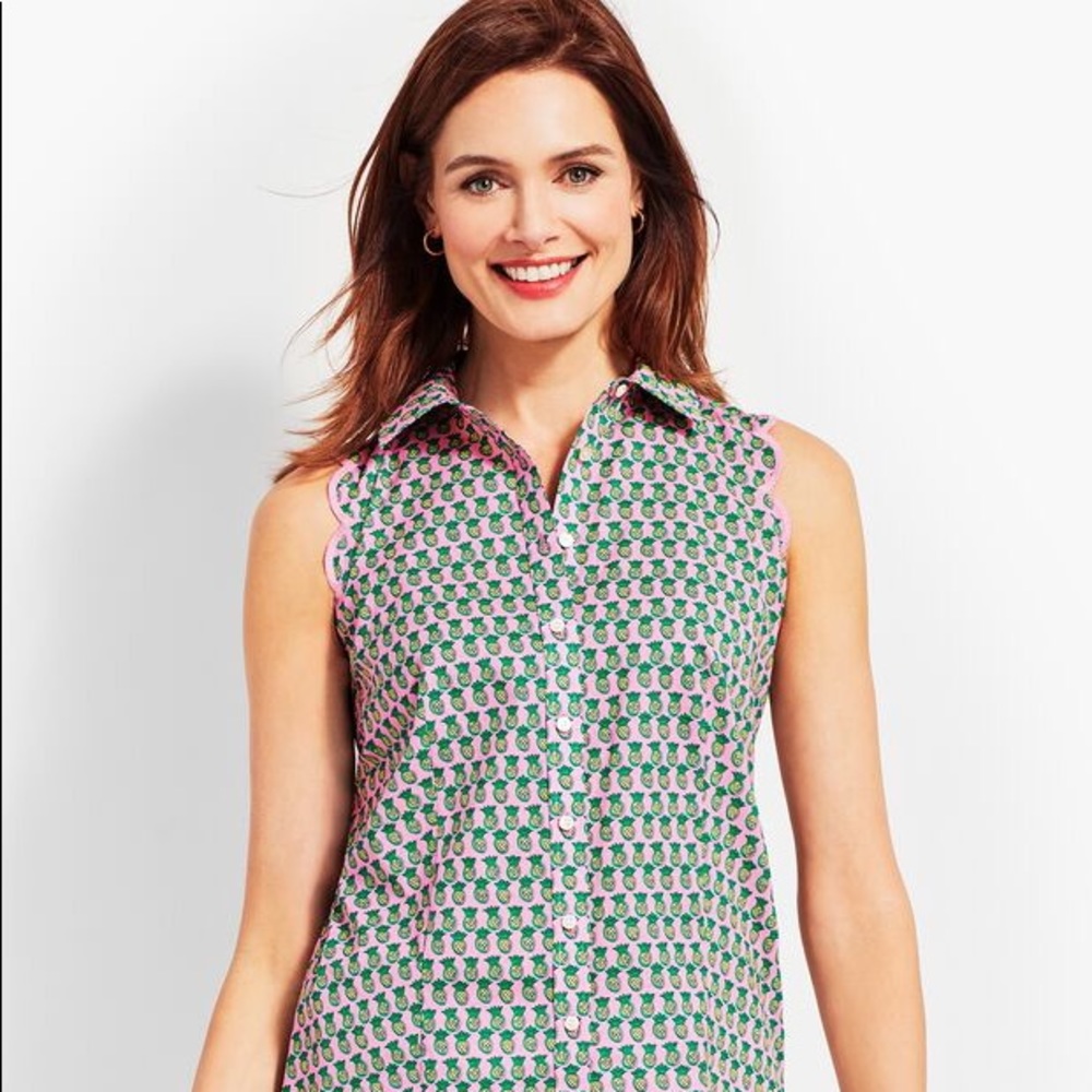 Talbots Scallop Shirt-Dancing Pineapple